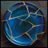Deep Blue (Kintsugi) 36 x 36 with 22kt gold